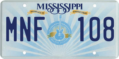 MS license plate MNF108