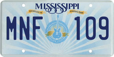 MS license plate MNF109