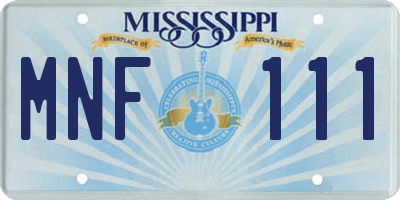 MS license plate MNF111