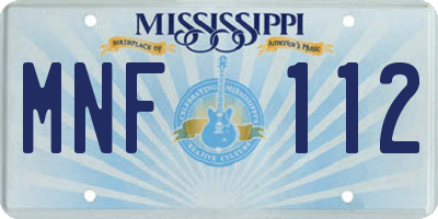 MS license plate MNF112