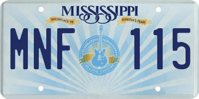 MS license plate MNF115