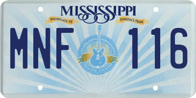 MS license plate MNF116
