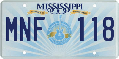 MS license plate MNF118