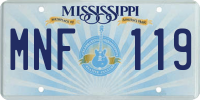 MS license plate MNF119