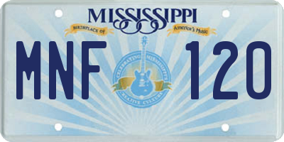 MS license plate MNF120