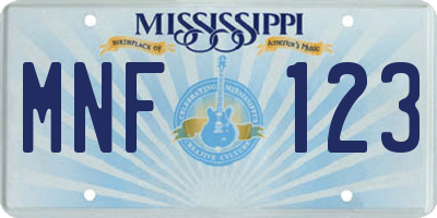 MS license plate MNF123