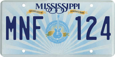 MS license plate MNF124