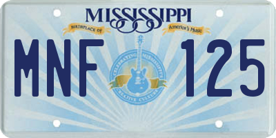 MS license plate MNF125