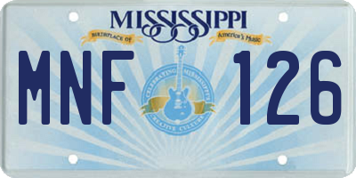 MS license plate MNF126