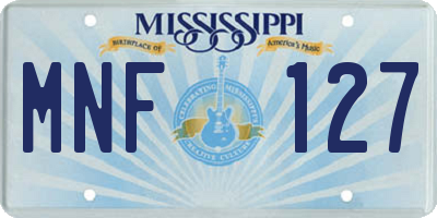MS license plate MNF127