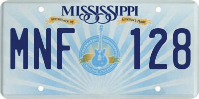 MS license plate MNF128