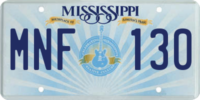 MS license plate MNF130
