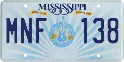 MS license plate MNF138