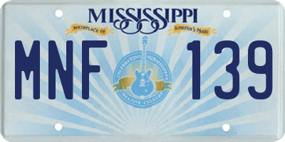MS license plate MNF139