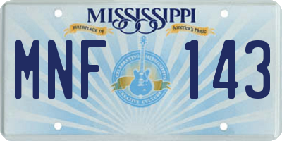 MS license plate MNF143