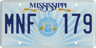 MS license plate MNF179