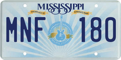 MS license plate MNF180