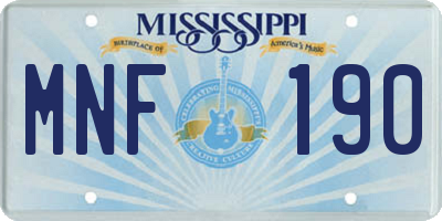 MS license plate MNF190