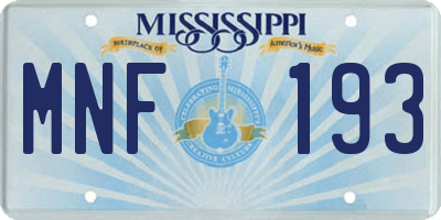MS license plate MNF193