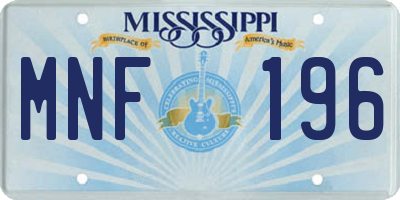 MS license plate MNF196