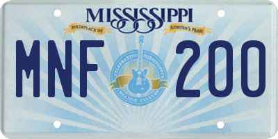 MS license plate MNF200