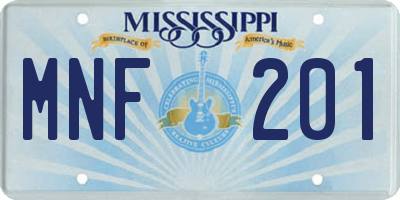 MS license plate MNF201