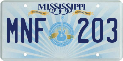 MS license plate MNF203