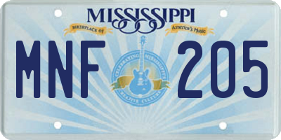 MS license plate MNF205