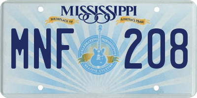 MS license plate MNF208