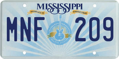 MS license plate MNF209