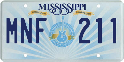 MS license plate MNF211