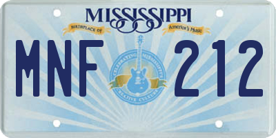 MS license plate MNF212
