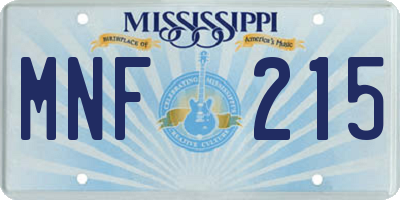 MS license plate MNF215