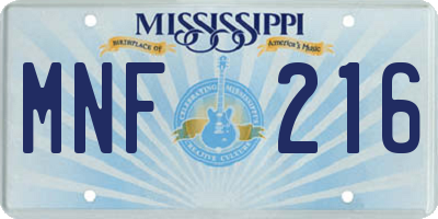 MS license plate MNF216