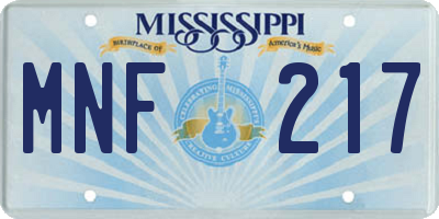 MS license plate MNF217