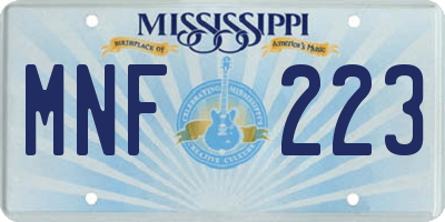 MS license plate MNF223
