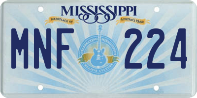 MS license plate MNF224