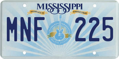 MS license plate MNF225