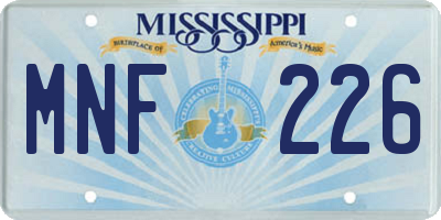 MS license plate MNF226