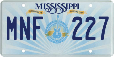 MS license plate MNF227
