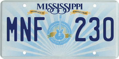 MS license plate MNF230