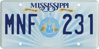 MS license plate MNF231