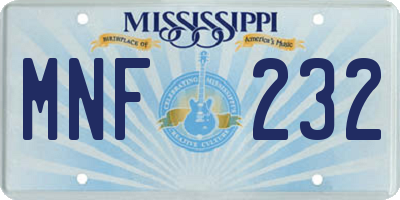 MS license plate MNF232