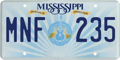 MS license plate MNF235