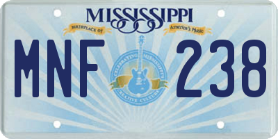 MS license plate MNF238