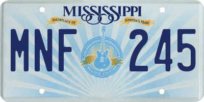 MS license plate MNF245