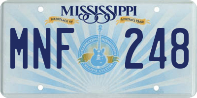MS license plate MNF248