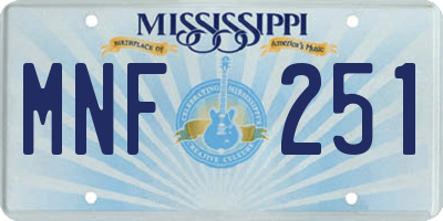 MS license plate MNF251