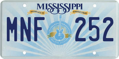 MS license plate MNF252
