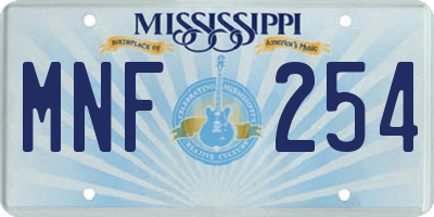 MS license plate MNF254